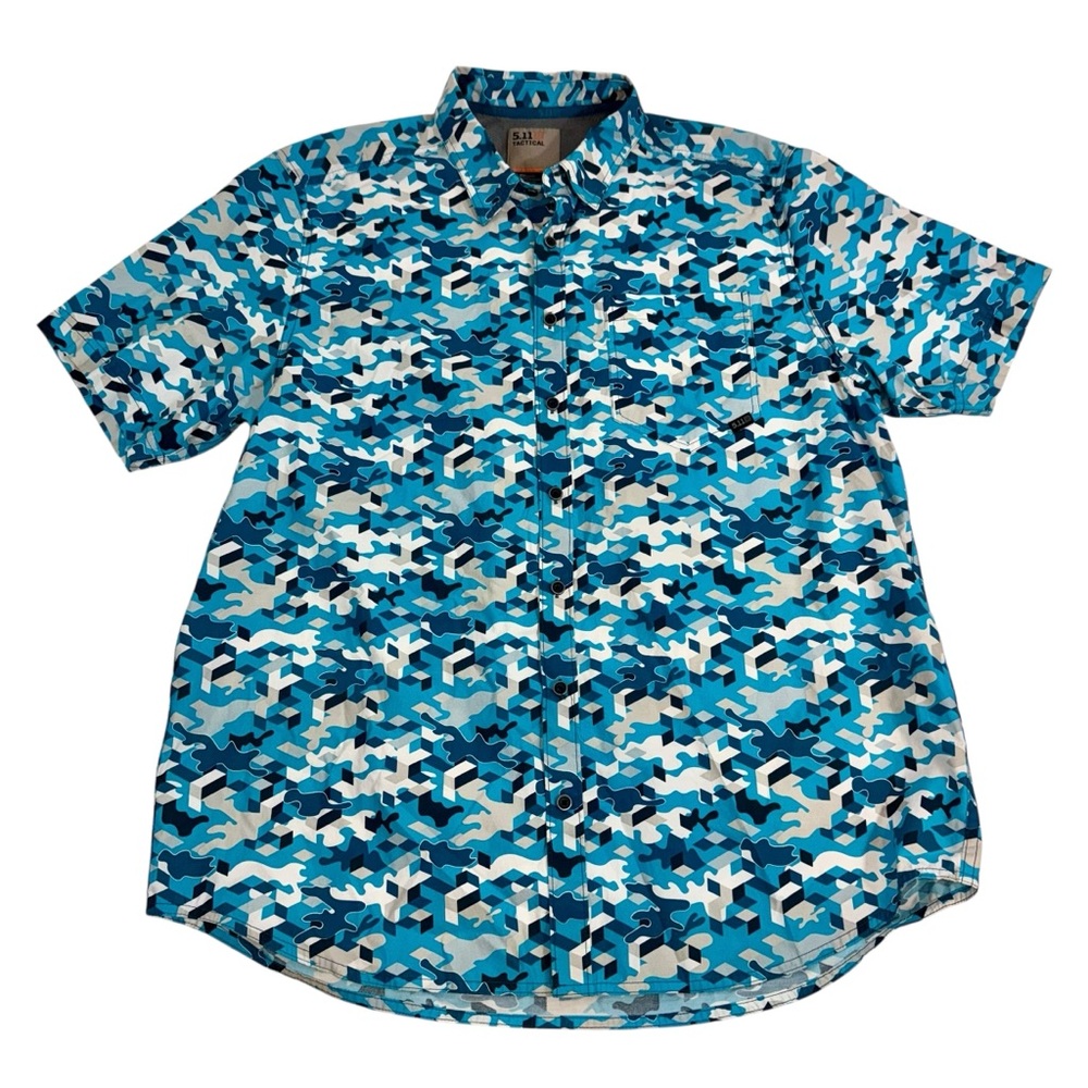 5.11 Tactical Men's Camo Maze Shirt Button Up, Polyester Cotton Style 71382 Sz L